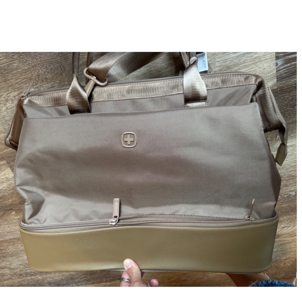 SwissGear Weekender Travel Tote Bag with Shoe Compartment Tan - Carmel NEW - Picture 13 of 15